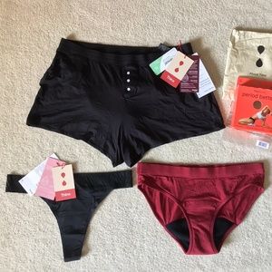 NWT lot THINX XL period underwear sleep shorts super, bikini super, thong light